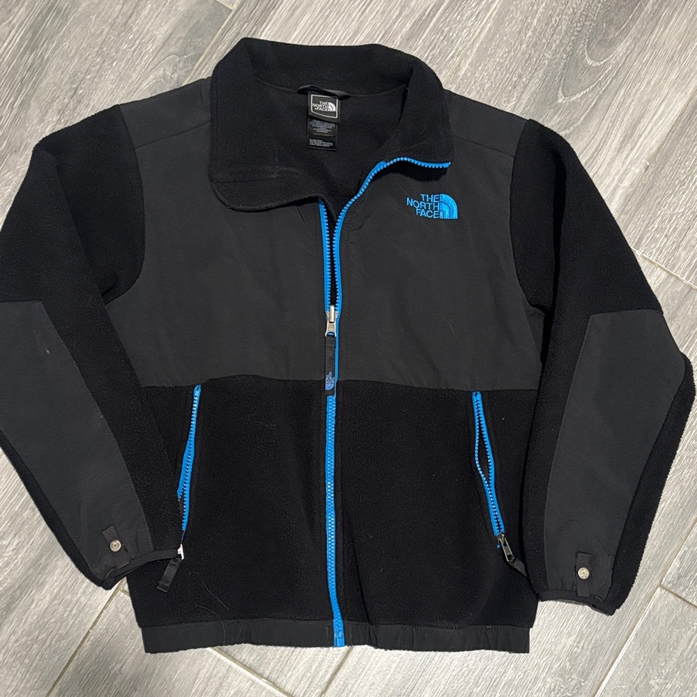 The North Face Kids Black Jacket with Bright Blue Zipper